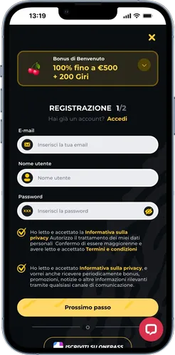 Boomerang Casino Compila il modulo
